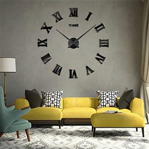 Timelike Orologio da parete 3D fai da te senza cornice, grande, moderno, numeri romani, adesivo a specchio 3D, decorazione per casa e ufficio, per soggiorno e camera da letto