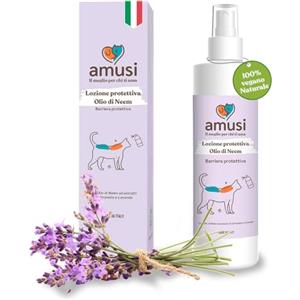 amusi Spray antipulci gatto - Olio di Neem 100 ml 100% Naturale e Vegano | Spray Protettivo Gatti - Contro Zecche Pulci Zanzare Mosche Acari Pidocchi - antiparassitario per gatti