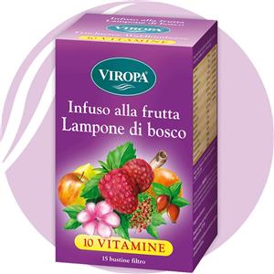 Viropa Infuso alla Frutta Gusto Lampone di Bosco con 10 Vitamine - 15 Bustine