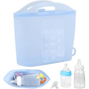NQEUEPN 1,5 L Sacchetti Sterilizzatori per Tiralatte, Riutilizzabili Sacchetti Sterilizzatori per Biberon Sacchetti Sterilizzatori per Microonde in Silicone Indispensabili per la Mamma (Blu)