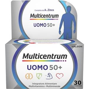 Multicentrum Uomo 50+ Integratore Alimentare Multivitaminico Completo, con Vitamina D3, Supporto Contro la Stanchezza per Uomini oltre 50 anni, 30 Compresse