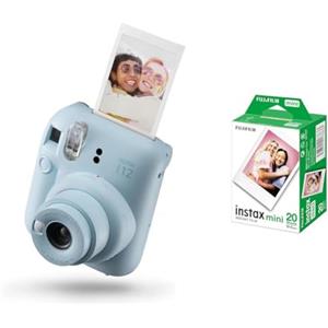 instax Fujifilm instax mini 12 Pastel Blue - Macchina Fotografica Istantanea + Confezione da 20 Pellicole Istantanee instax mini, Dimensioni Stampa 86 mm x 54 mm