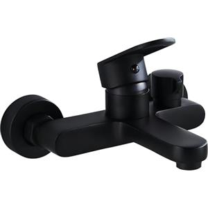 AIMOYO Rubinetto Vasca da Bagno Nero Miscelatore Vasca da Bagno Rubinetto Miscelatore Doccia Monocomando da Muro Esterno Rubinetti Miscelatori Vasche Doccia daa Bagno Ottone