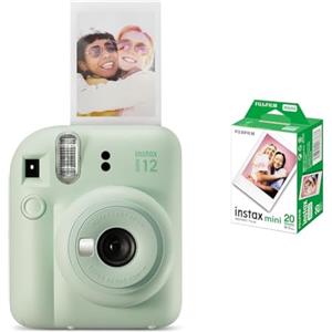 instax Fujifilm instax mini 12 Mint Green - Macchina Fotografica Istantanea + Confezione da 20 Pellicole Istantanee instax mini, Dimensioni Stampa 86 mm x 54 mm