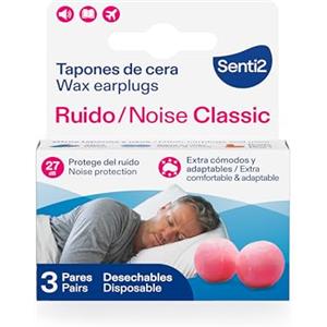Senti2 Tappi per orecchie rumore sonno - Cera 6 pz (3 paia)