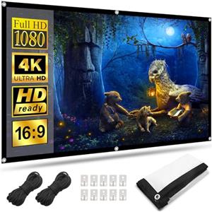 HOPFROG Telo Proiettore 84 Pollici,HOPFROG Schermo Proiettore Muro 16:9 HD 4K Projector Screen Portatile Anti Rughe Schermo Videoproiettore Schermo Doppia Faccia Esterno per Casa Ufficio Eventi Teatro