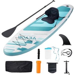 VEVOR Tavola Stand Up Paddle Gonfiabile, Tavola da SUP in PVC 305 x 84 x 15 cm con Sedile per Kayak Rimovibile, Accessori per Tavola, Borsa per Telefono, Pompa, Pagaia e Kit di Riparazione