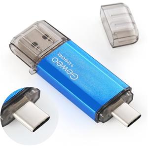 Geweo Chiavetta USB Tipo C 128 GB, 2 in 1 Type C Pennetta 128 giga USB C Pen Drive 128GB USB C Flash Drive 128GBper PC/New MacBook/Tablet/Smartphone Huawei, Samsung, Xiaomi,(Blu)