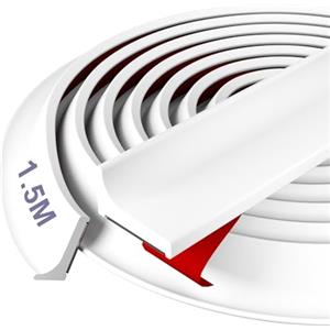 Hzetuu Barriera Doccia Ferma Acqua Silicone - Hzetuu 1.5M Guarnizione Doccia Sottoporta, Autoadesivo, Flessibile, Facile da Installare, Ideale per Bordo Piatto Doccia e Bordino Top Cucina, Bianco