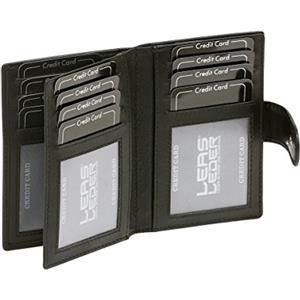 LEAS Portacarte con RFID protezione, Vera Pelle, nero Card-Collection''