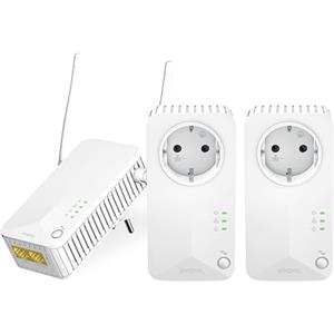 STRONG - Powerline 600 Triple Wi-Fi EU - 2 Adattatori Powerline 600 + Wi-Fi 300 Mbps - Internet Veloce - Presa Passante Schuko - Portata di 300m - Per Tutti i Modem/Router PLWF600TRIEUV2