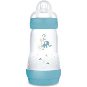 MAM Biberon Easy Start 260 ml, Biberon anticolica per allattamento misto, Riduce le bolle d'aria e il rischio di coliche, Accessori neonati 2+ mesi autosterilizzanti e con tettarella misura 2, Azzurro