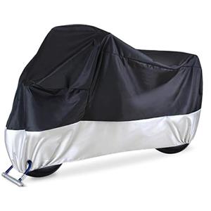ClickCompritas Telo coprimoto impermeabile grande XXL coprimoto resistente protezione solare polvere neve vento pioggia moto moto scooter alta clilindrada con o senza bagagliaio (XXL, nero argento)