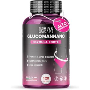 VIVACAPS - Glucomannano Purificato 3000 mg - 120 Capsule - Made in Italy - Integratori di Alta Qualità