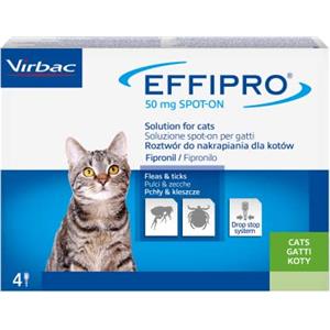 Virbac 104069012 EFFIPRO' CAT 4PIP - Antiparassitario per Gatti, Confezione da 4 Pipette