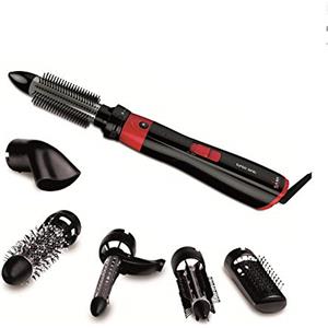 GA.MA ITALY PROFESSIONAL Modellatore Multistyler Turbo - 3 Termo spazzole di 21, 30 e 33 mm, Spazzola lisciante, Arricciacapelli e bocchetta - Potenza 1200 W, nero/rosso