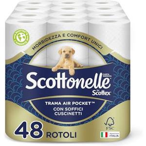 Scottonelle Carta Igienica, Morbida e Resistente, Dermatologicamente testata, 48 Rotoli (12x4)