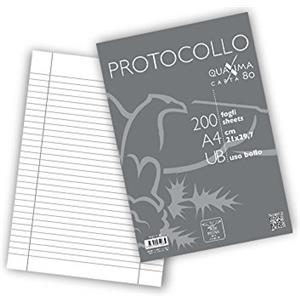Pigna Fogli Protocollo A4 Uso Bollo 80g - Confezione da 200 Fogli