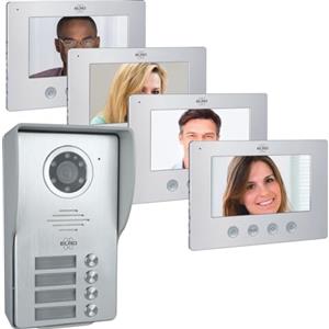 ELRO DV4000-4 Kit Videocitofono │ 4 Appartamenti │ Telecamera 1080P Full HD con Visione Notturna │ Cavo a 4 Fili │ 16 Suonerie