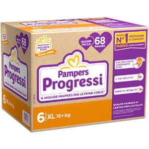 Pampers Progressi 6 XL - 68 Pannolini con Cuore Assorbente e Strato Extra Assorbente