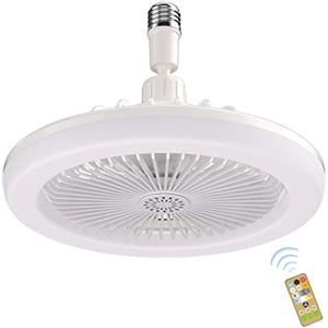 RuiDay Ventilatore da Soffitto con Luce, Telecomando, Silenzioso 3 Velocità Plafoniere da Soffitto, E27 30W Lampadario Ventilatore da Soffitto per Soggiorno Camera Letto Sala Pranzo Cucina (Bianco-A)