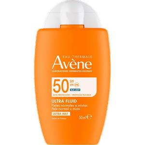 Avène Eau Thermale Solare Ultra Fluid SPF50 50ml - Protezione Alta per Pelle Sensibile, Consistenza Leggera e Finish Invisibile