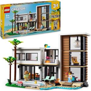 LEGO Creator 3 in 1 Casa Moderna, Modellino da Costruire di Casa da Spiaggia Trasformabile in Edificio Urbano a 3 Piani o Baita, Giochi per Bambini e Bambine da 9 Anni, Idea Regalo di Compleanno 31153