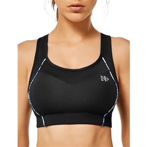 Yvette Donna Reggiseno Sportivo Forte Sostegno Bra Senza Ferretto Imbottite per Ginnastica Corsa Jogging Yoga, Nero, XXL Plus