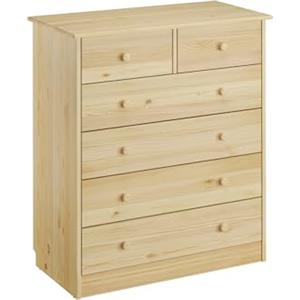 Erst-Holz Design Pulito per Cassettiera-credenza con 6 cassetti in Pino massello 90.50-13