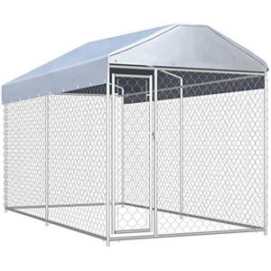 Tidyard Canile da Esterno in Acciaio Con Tetto, Gabbia Grande per Cani, Box Esterno, Recinto 382x192x235/193x193x210 cm