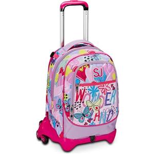 Seven SJ Gang Trolley Scuola Jack 3 Ruote, Rosa, Magicance, 3 in 1, Triplo Uso, Zaino Con Carrello Sganciabile, Tasca Porta Borraccia e Crossover System, Zaino Scuola Elementare, Zaino Bambina