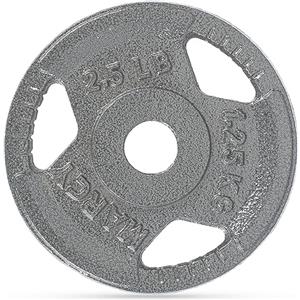 Gymtek Dischi Pesi - 1,25, 2,5, 5, 10, 20 kg - Pesi in Ghisa 30 mm - Dischi Fitness, Dischi in Fusione Nera, Pesi Tri-grip per Manubri, Bilanciere per allenamento Della Forza