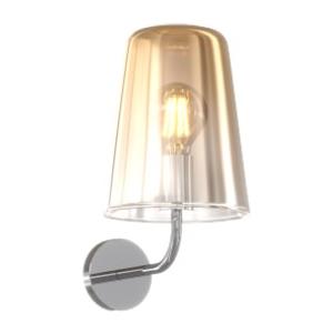 Top Light Applique Contemporanea in Metallo Cromo e Vetro Ambra - 1 Luce E27