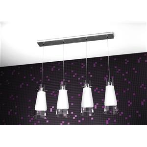 Top Light Sospensione Contemporanea Cone in Metallo Cromo e Vetro Satinato, 4 Luci E27