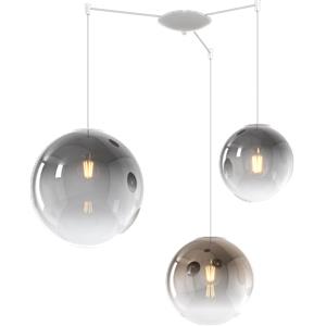 TopLight Lampadario Moderno a Sospensione Bianco con 3 Luci E27 in Vetro Fumè e Bronzo