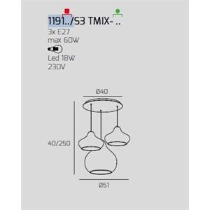 TopLight Lampadario a Sospensione Contemporaneo Bianco e Multicolor con 3 Luci E27