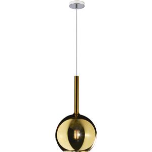 Top Light Sospensione Contemporanea Future in Metallo Cromo e Vetro Oro - 1 Luce E27 D.20Cm