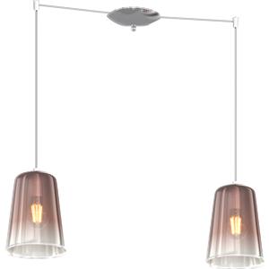 Top Light Sospensione Contemporanea 2 Luci E27 in Metallo Cromo e Vetro Rame