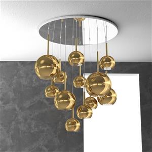 Top Light Lampadario Contemporaneo Future in Metallo Cromo e Vetro Mix Oro con 12 Luci E27