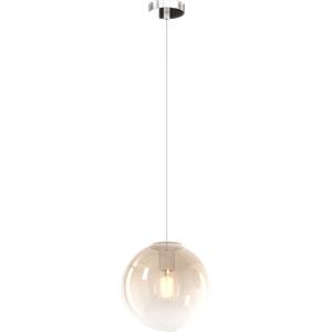 TopLight Sospensione Moderna 1 Luce in Vetro Ambra e Cromo, Regolabile in Altezza