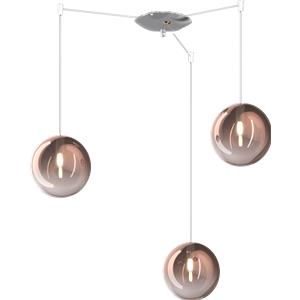 TopLight Sospensione Eclipse 3 Luci Regolabile in Metallo Cromo e Vetro Rame