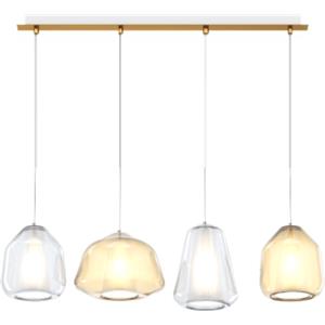 Top Light Lampadario Contemporaneo Double Skin in Metallo Ottone e Vetro Traspirante, 4 Luci E27