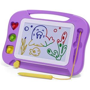 SGILE Lavagna Magnetica per Bambini, lavagnetta cancellabile Colorata con Penna Magnetica, Lavagna Magica con Tre timbri, Regalo di Compleanno, Giocattolo educativo per Bambini, Viola