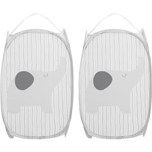 Hwtcjx 2 Pezzi Cestino Pieghevole con Manici Pop Up, Cesto Pieghevole Infantile di Tessuto, Cesto Portabiancheria in Rete, Cestino Organizzatore per Vestiti e Giocattoli, 30x30x48cm (Grigio)