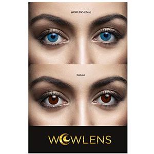 WOWLENS I Lenti a Contatto Colorate Blu + Portalenti - DUBAI SAPPHIRE per Occhi Chiari e Scuri en azzure naturali -2 pezzi- DIA 14.0 -senza correzione- 0.00 diottrie