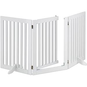 Relaxdays Cancelletto per Bambini con Porta, HxL: 70 x 154 cm, Barriera Protettiva per Scale, per Cani e Neonati, Bianco, Fibra di Legno