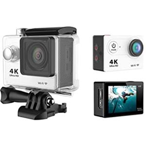 KOZWAY Action Camera Ultra HD Fotocamera Subacquea H9R 12MP 2.0 LCD 30M Impermeabile 170D Telecomando Casco Bicicletta Videocamera Sport Outdoor Cam (Dimensioni: H9 No Remote, Colore: Bianco)