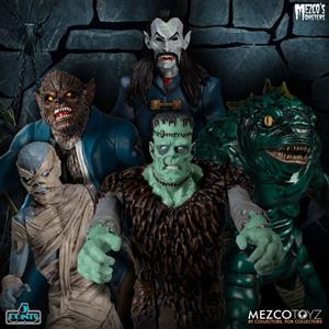 Mezco Mostri 5 Punti Figure d'Azione Torre della Paura Deluxe Set con 5 Personaggi e Diorama