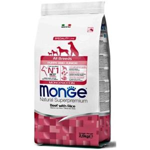 MONGE CANE CROCCHETTA ALL BREEDS PUPPY & JUNIOR MANZO E RISO 2,5 KG