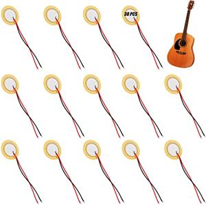 KRISFD Piezo Pickup Guitar Ø 27 Mm Piezo Dischi Amplificatori Piezoelettrici Pick-Up Cicalino Piezoelettrico Per Orologi, Chitarre Acustiche, Campanelli Elettronici, Microfono, Telefoni, 30 Pezzi